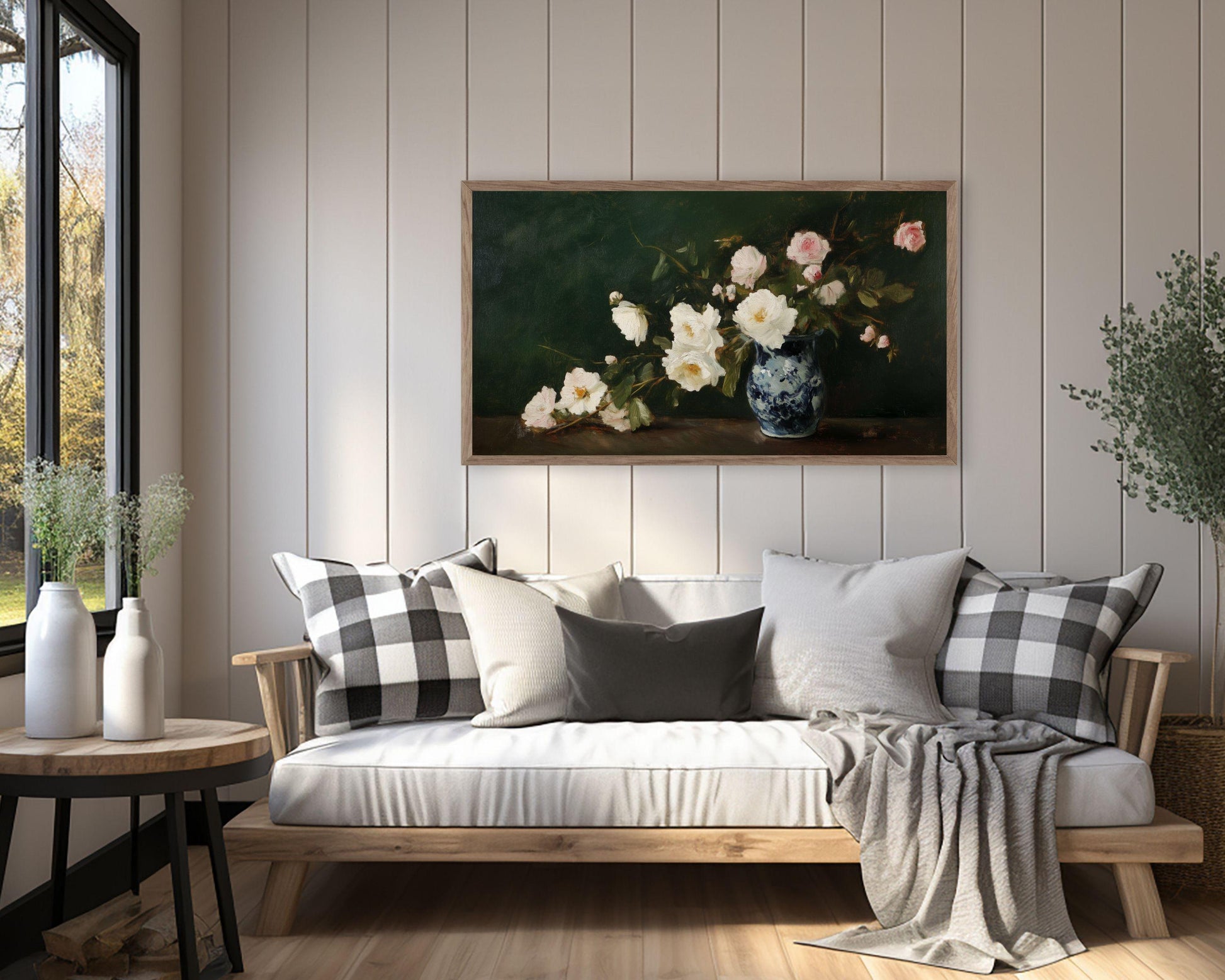 Roses in Oriental Vase Frame TV Art