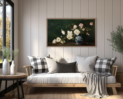 Roses in Oriental Vase Frame TV Art