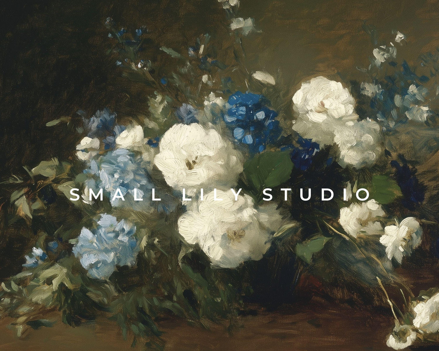 Blue and White Still Life Flowers Frame TV Art