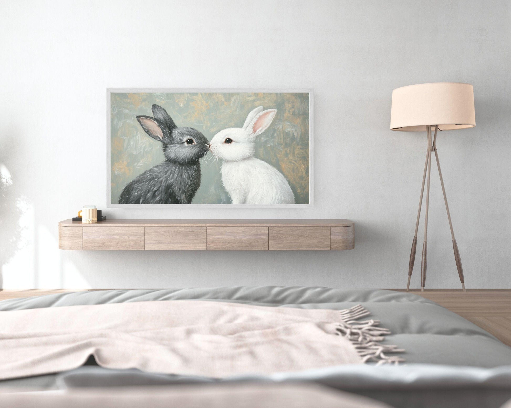 Romantic Bunnies Frame TV Art