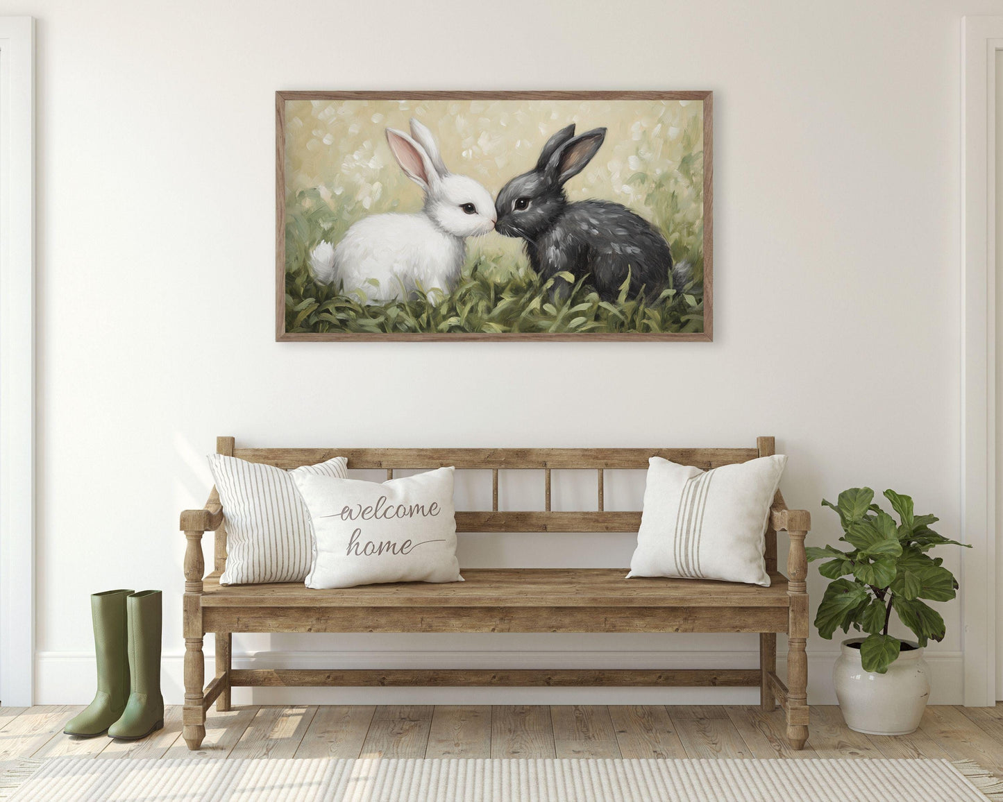 Bunnies Touching Noses Frame TV Art