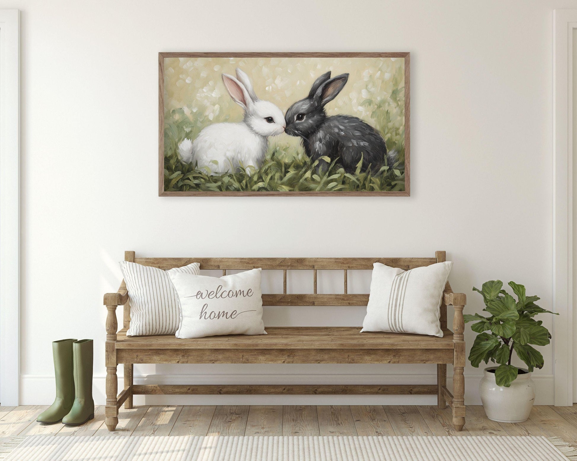 Bunnies Touching Noses Frame TV Art