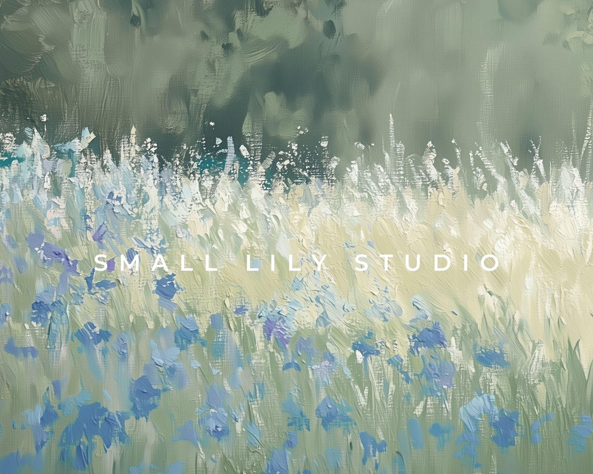 FRAME TV art Blue Wildflower Field Vintage Style Painting, Samsung Frame TV art Spring floral landscape textured blue green meadow | TV616