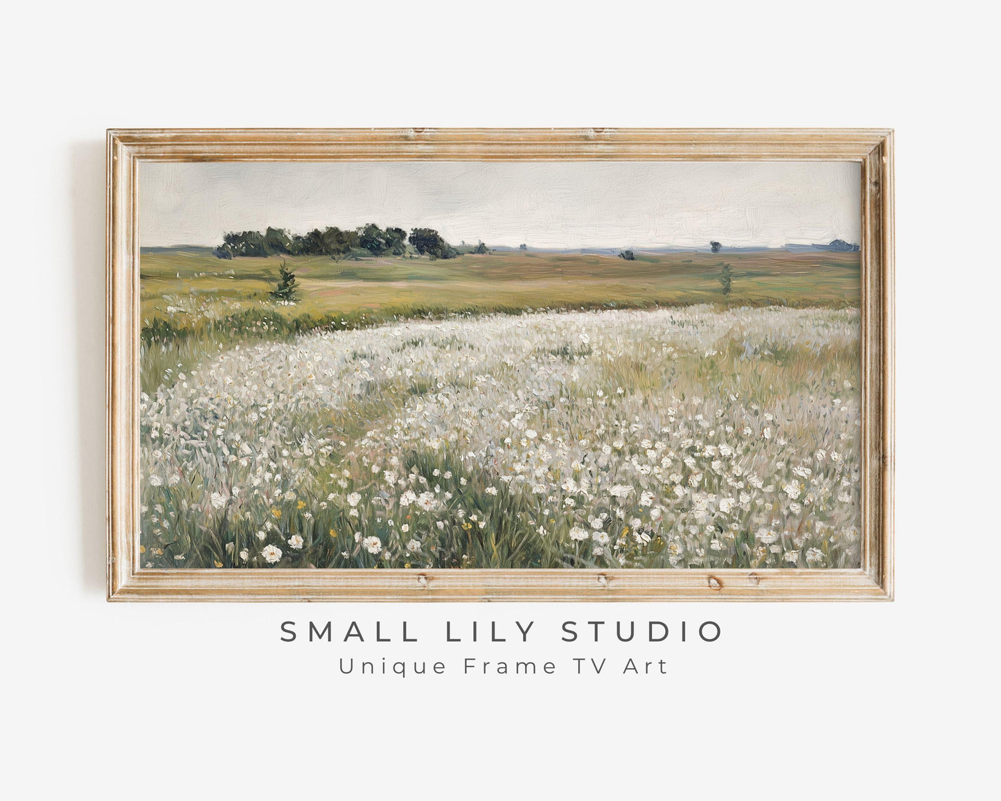 White Wildflower Field Frame TV Art
