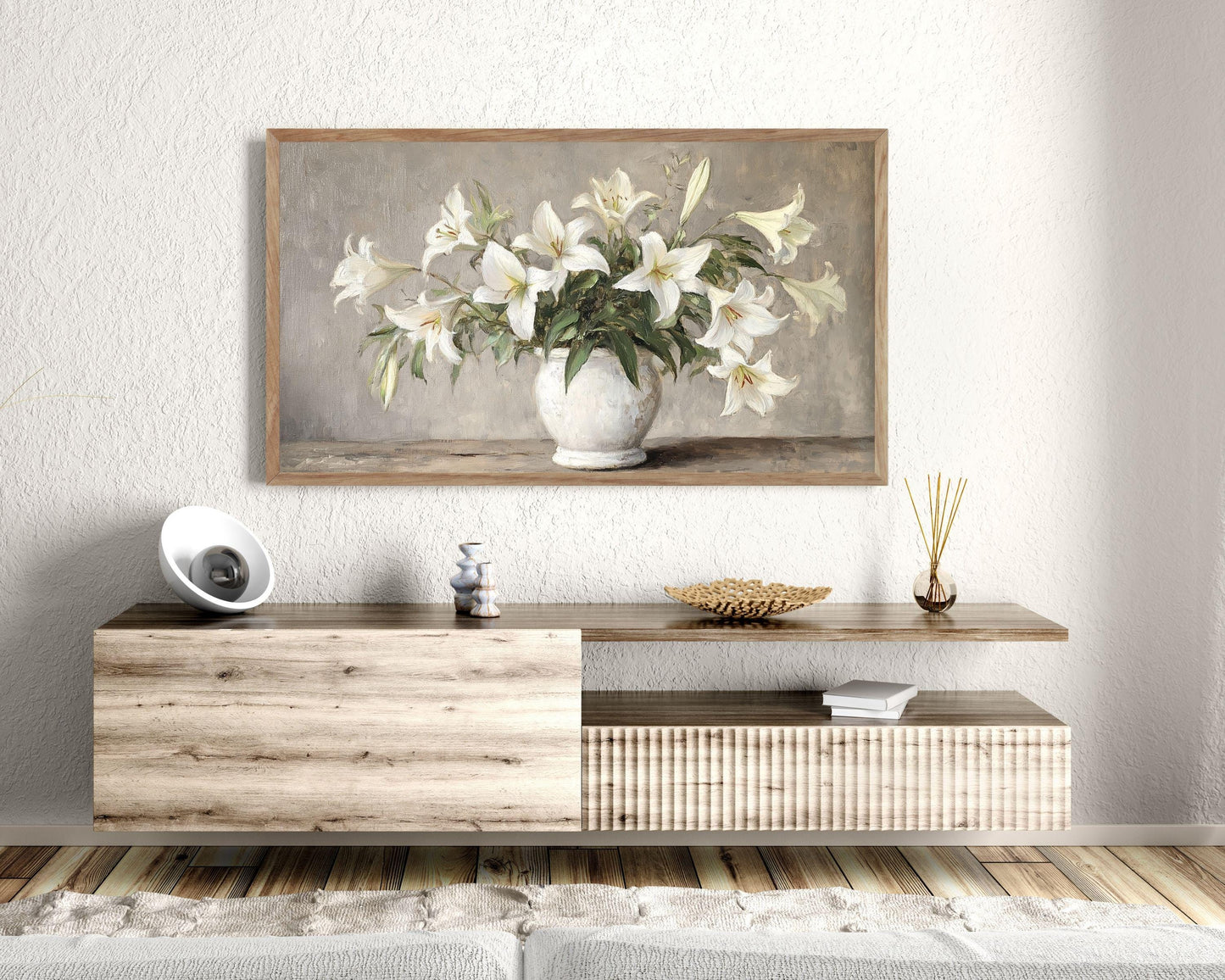 White Lilies Still Life Frame TV Art