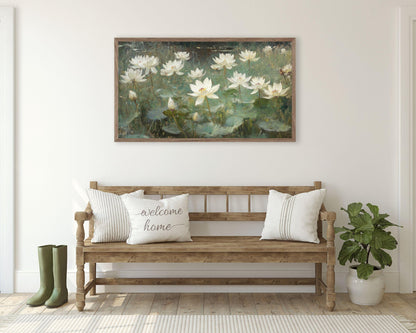 White Waterlilies Frame TV Art