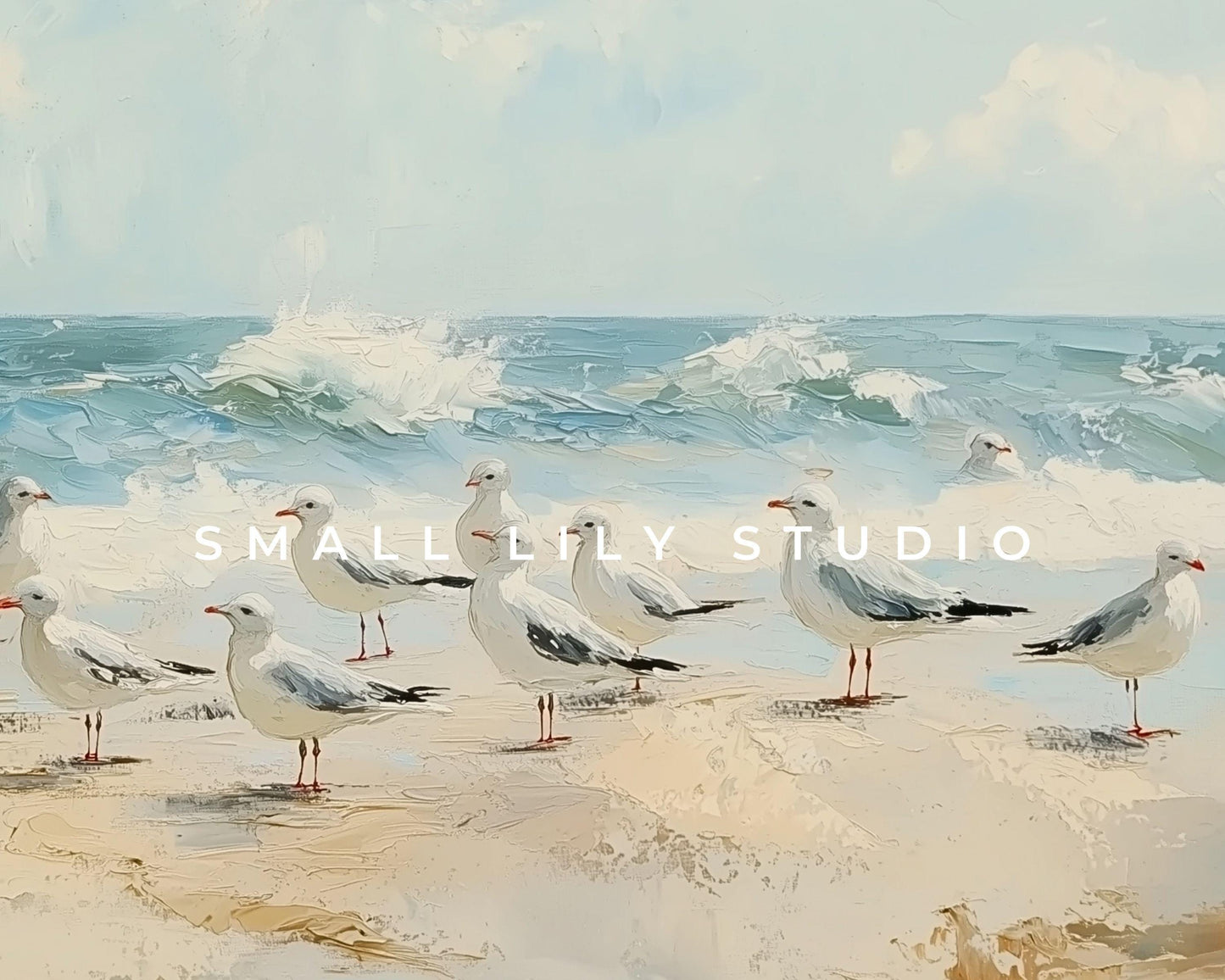 FRAME TV art Seagulls on Beach, Coastal Samsung Frame tv art, Summer ocean waves seaside holiday picture, Bird lover tv screensaver | TV629