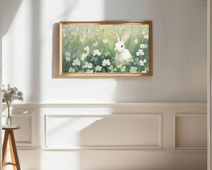 Spring Bunny in Clovers Frame TV Art