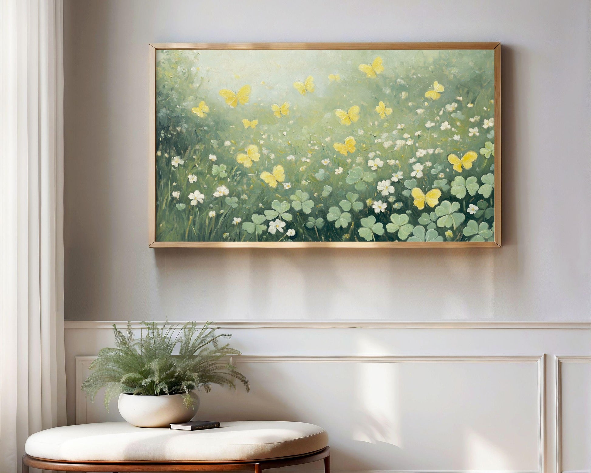 Spring Butterflies and Clovers Frame TV Art