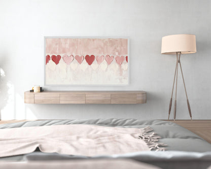 Valentines Pink and Red Hearts Frame TV Art