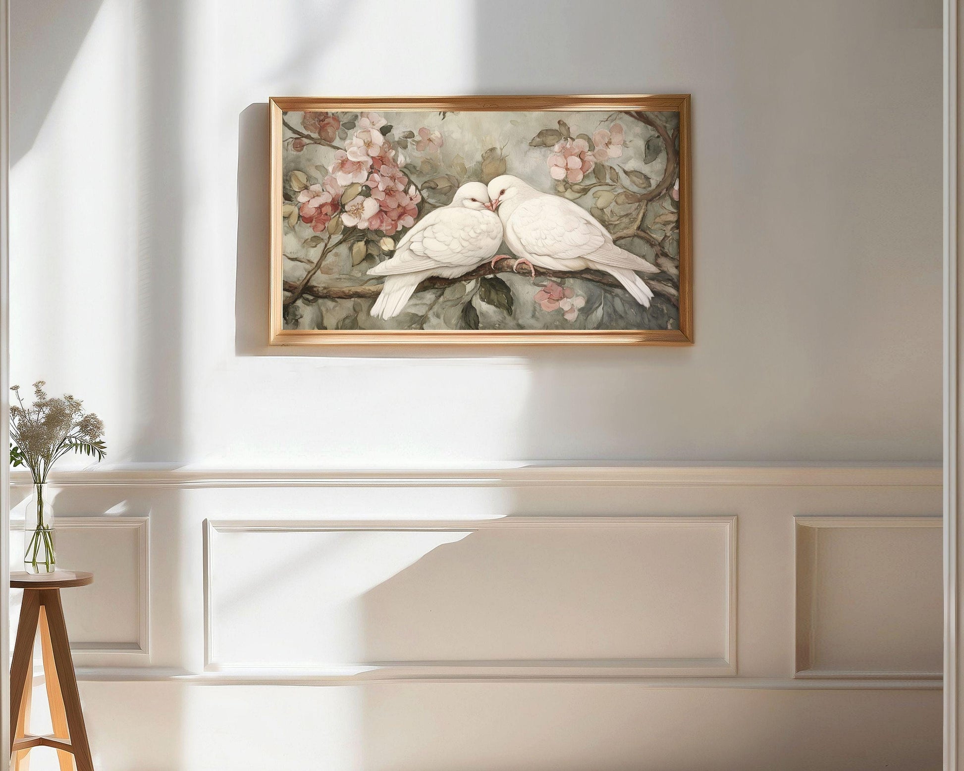 Valentine's Day FRAME TV art BUNDLE, Samsung Frame tv art romantic, Cute Vday tv art vintage style painting otters doves flowers | TV610