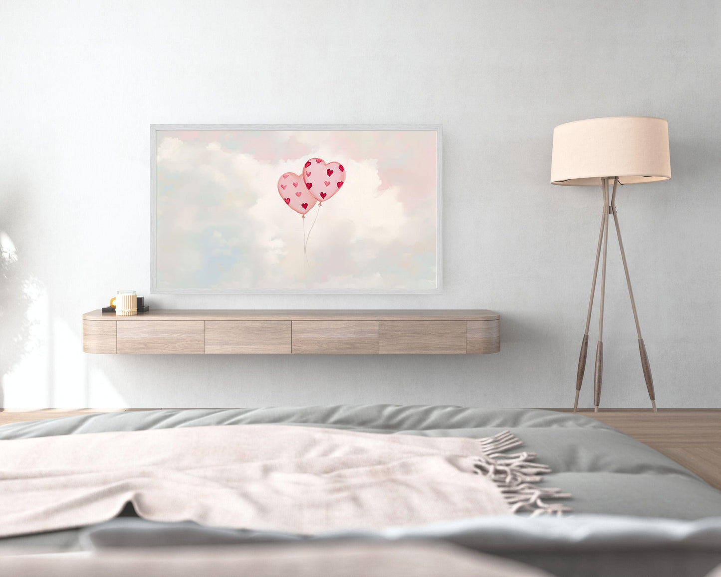 FRAME TV art Valentines Heart Balloons, Samsung Frame tv art Valentine's Day, Pink red hearts vday birthday love cute tv screensaver | TV617