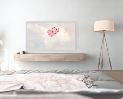 Valentines Heart Balloons Frame TV Art