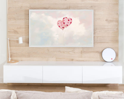 Valentines Heart Balloons Frame TV Art