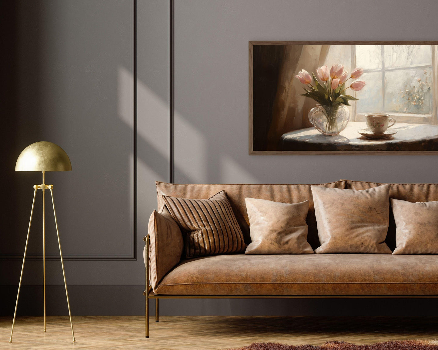 Spring Pink Tulips and Tea Frame TV Art