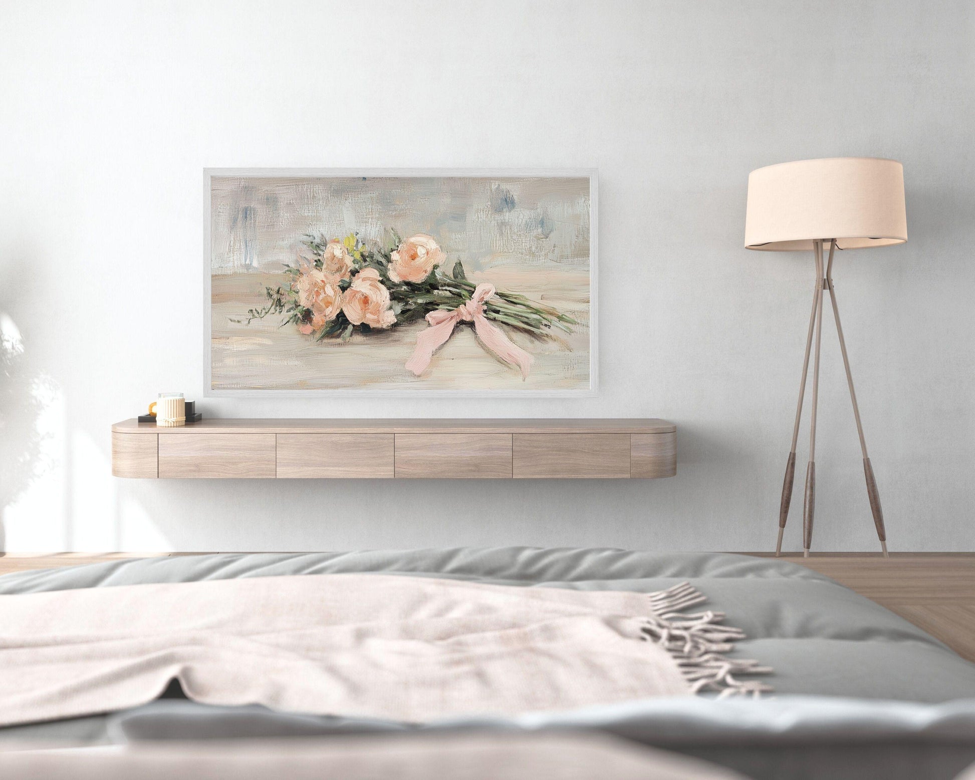 Rustic Pink Flowers Frame TV Art