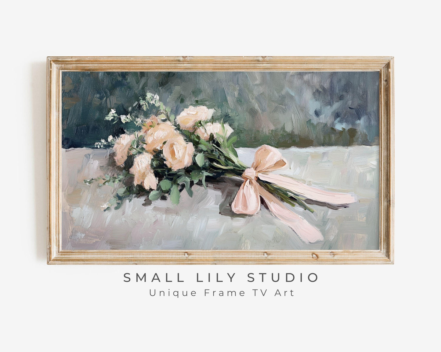 Pink Flowers with Bow Frame TV Art