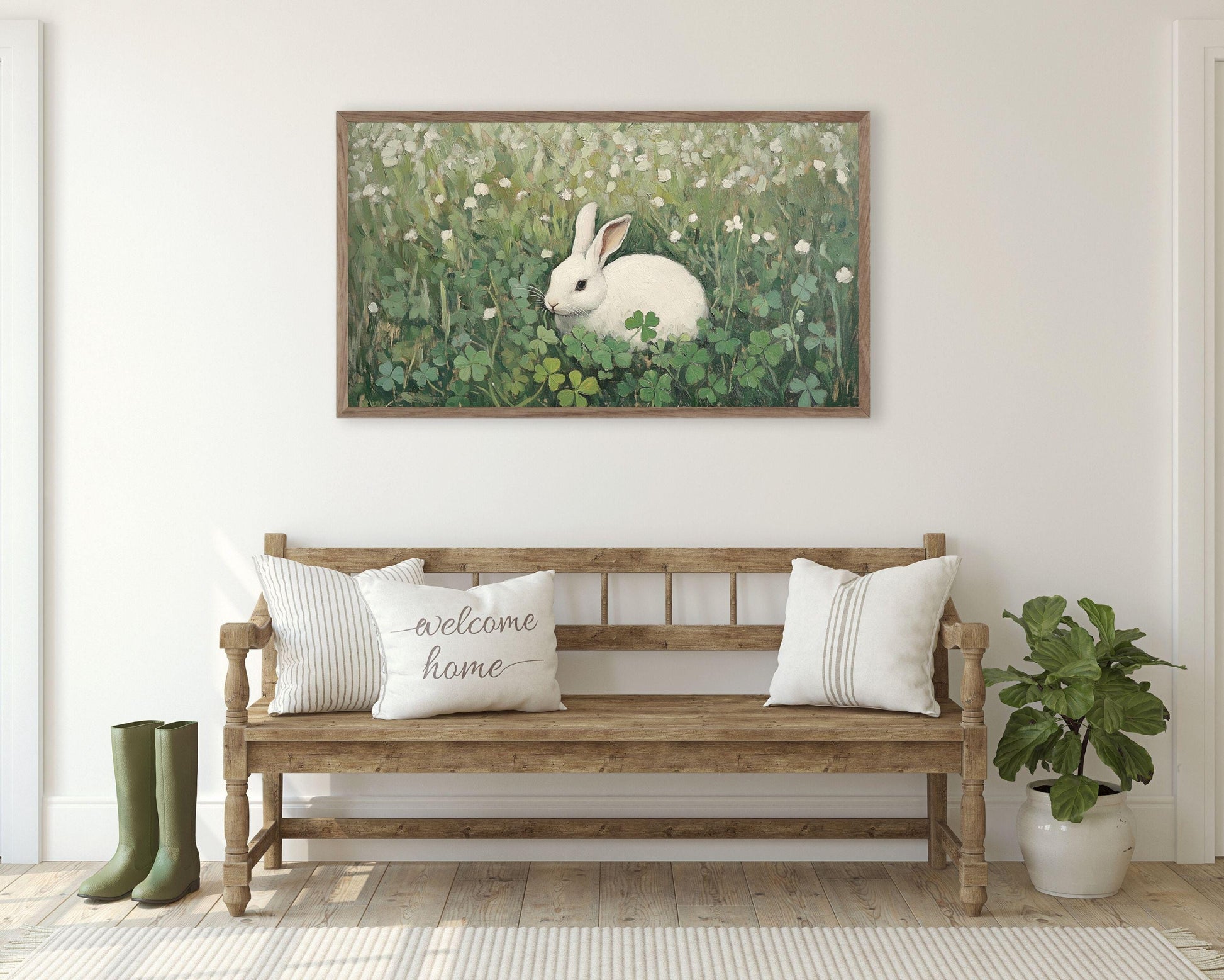 White Rabbit in Clovers Frame TV Art