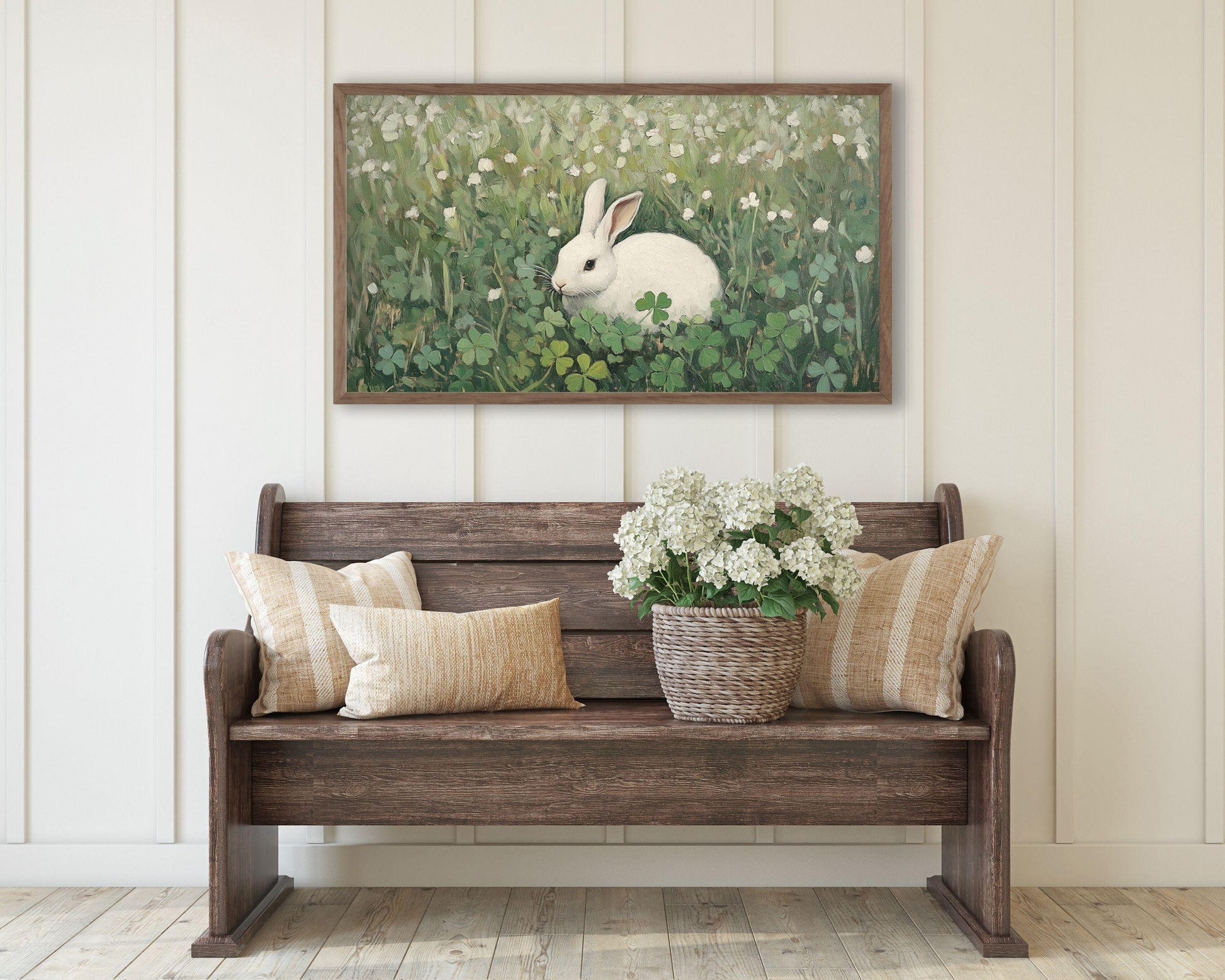 White Rabbit in Clovers Frame TV Art