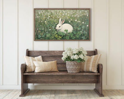 White Rabbit in Clovers Frame TV Art