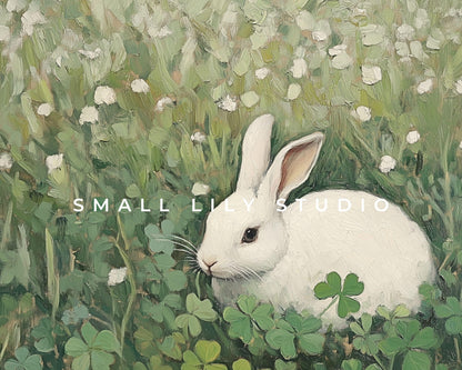 White Rabbit in Clovers Frame TV Art