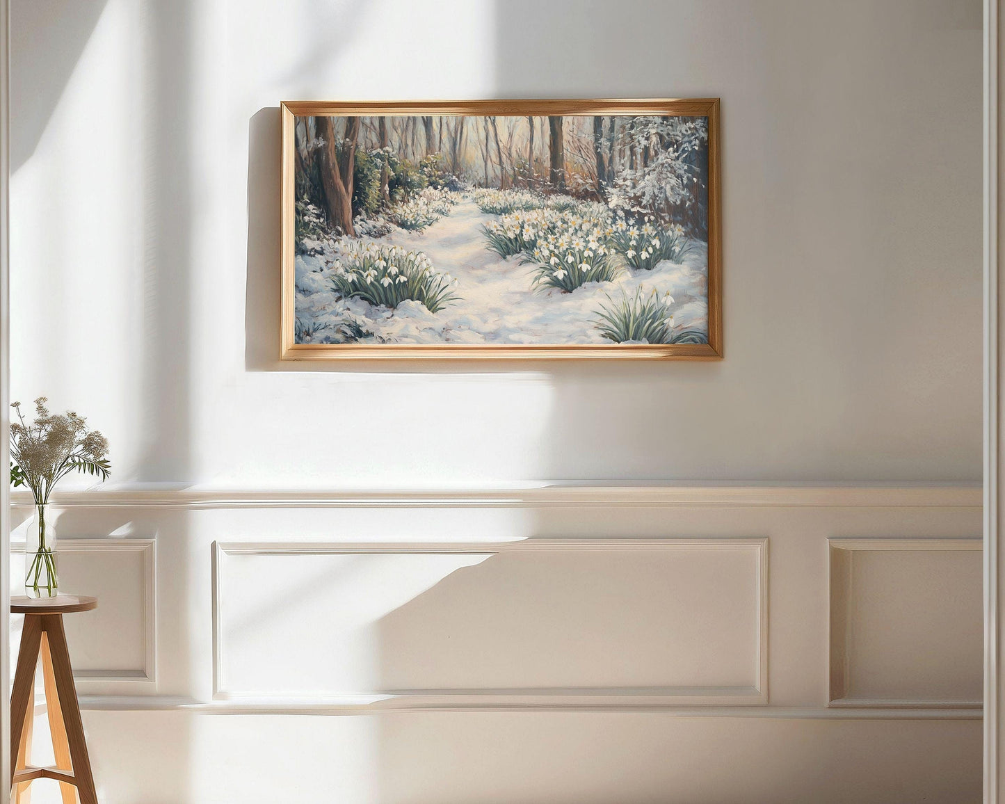 Snowdrops in Winter Landscape Frame TV Art
