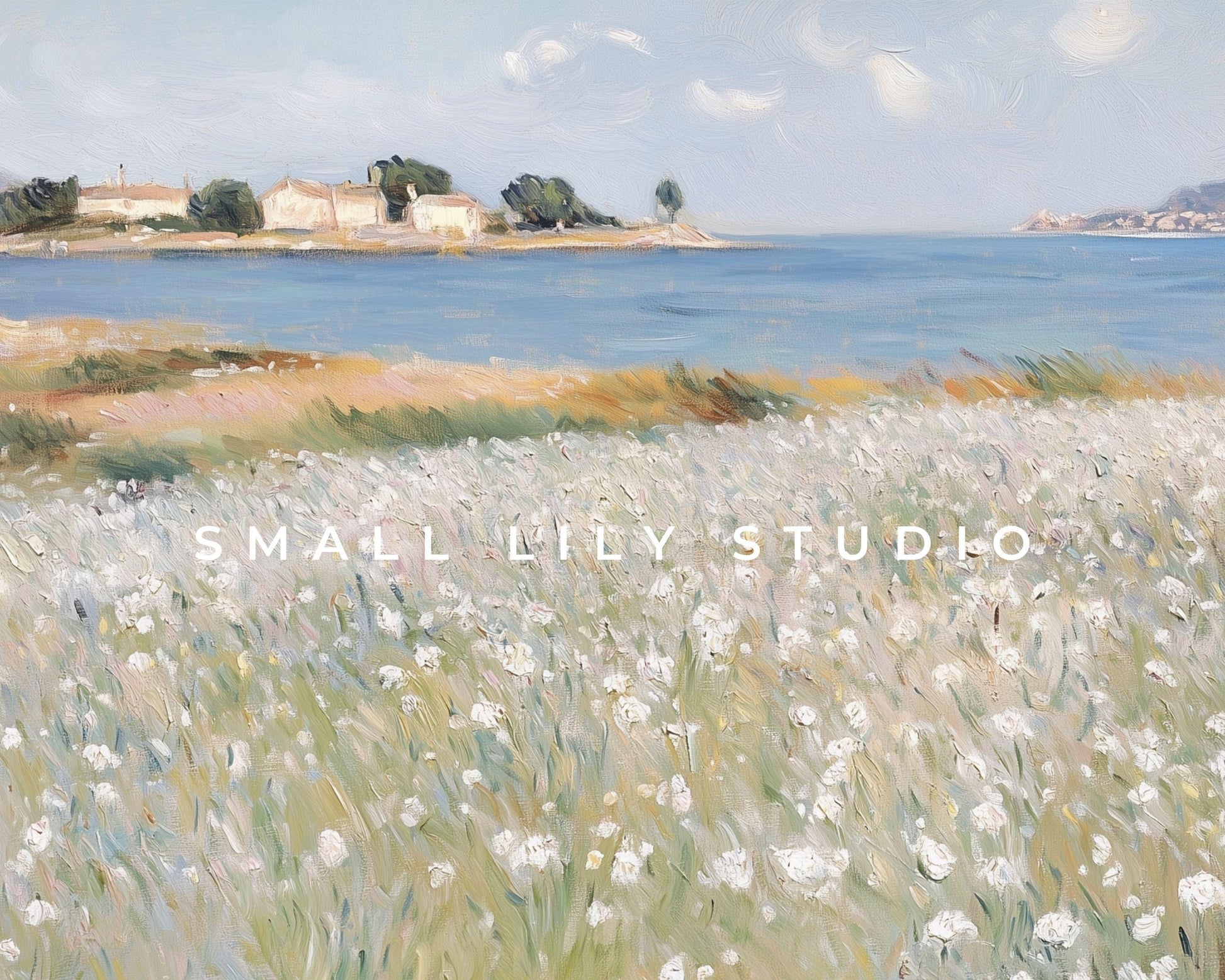 FRAME TV art White Wildflowers by the Sea, Spring field of flowers Samsung Frame tv art floral, Summer coastal flowers tv artwork | TV626