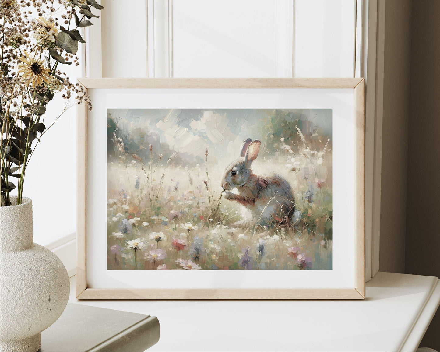 Rabbit in Wildflower Field Printable Wall Art
