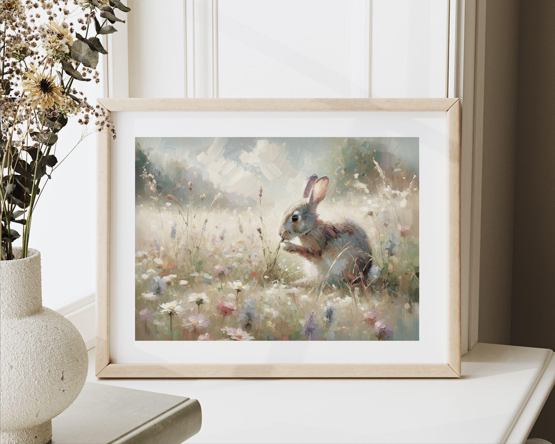 Rabbit in Wildflower Field Printable Wall Art