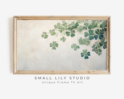 FRAME TV art St Patrick's Day Clovers, Minimalist Farmhouse St Paddy's Day Samsung Frame tv art, Rustic shamrocks screensaver green | TV636