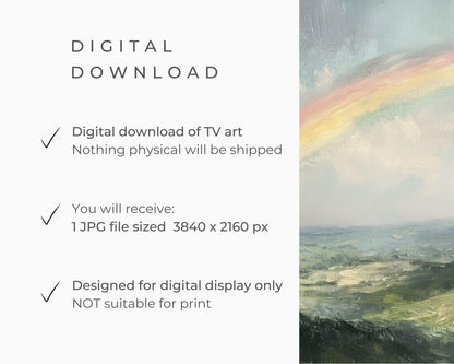 FRAME TV art Rainbow in Countryside, Rustic Farmhouse St Patrick's Day Samsung Frame tv art, Spring Frame tv picture moody landscape | TV637