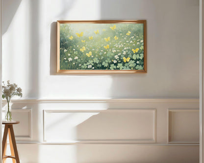 Spring Butterflies and Clovers Frame TV Art