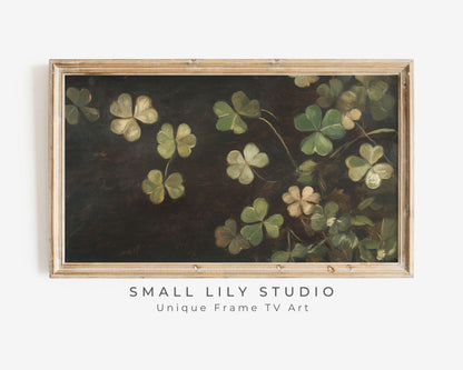 Moody St Patrick's Day Shamrocks Frame TV Art