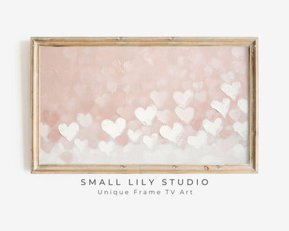 FRAME TV art Valentines White Hearts on Pink, Valentine's Day Samsung Frame tv art, Cute pastel painting birthday romantic vday love | TV640