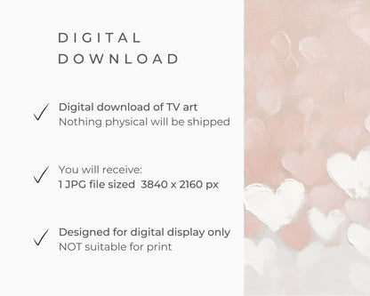 FRAME TV art Valentines White Hearts on Pink, Valentine's Day Samsung Frame tv art, Cute pastel painting birthday romantic vday love | TV640