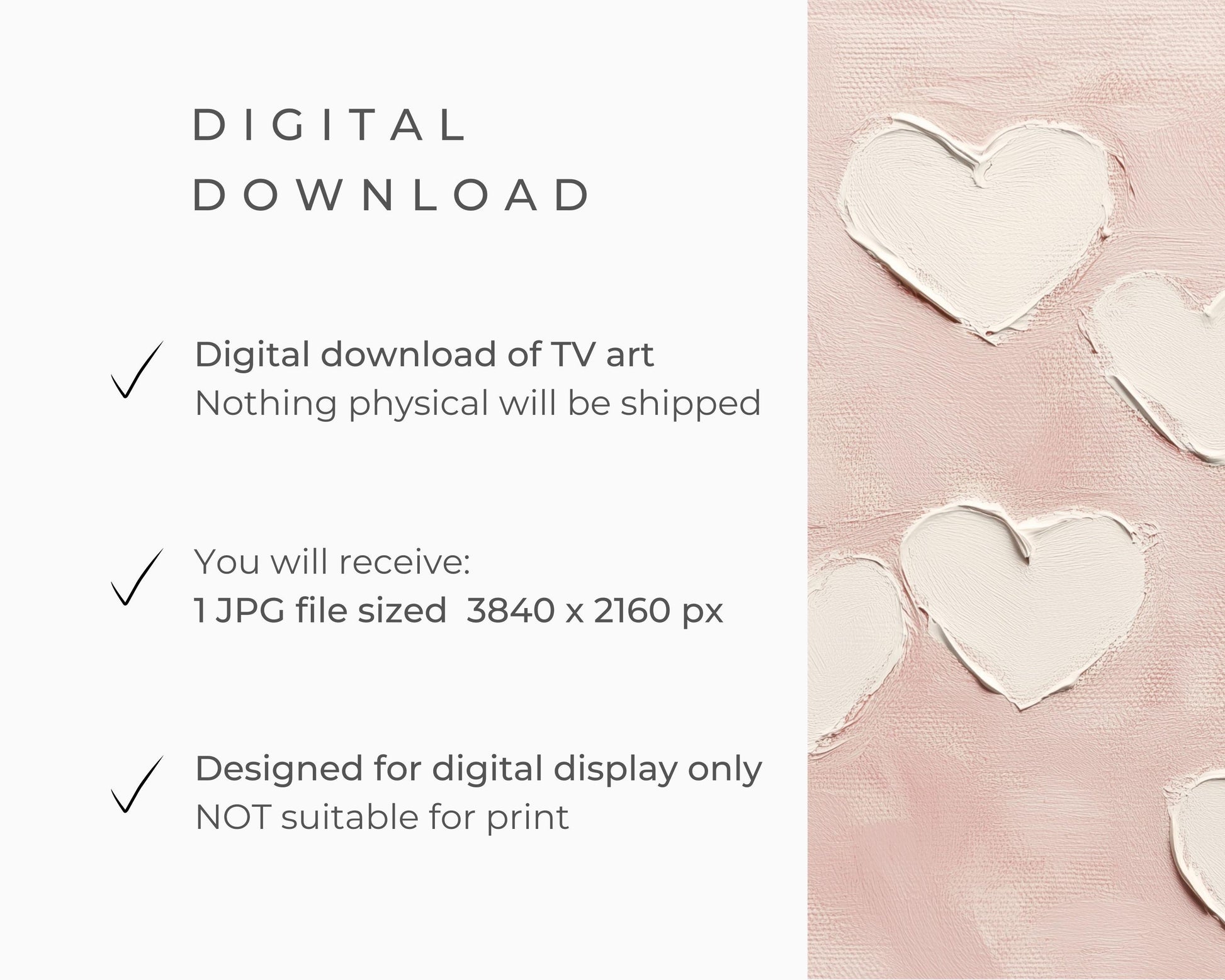 FRAME TV art Valentine's Day Hearts, Samsung Frame tv art cute pastel painting birthday romantic vday love, Hearts tv screensaver | TV641