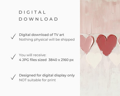 Valentine's Day FRAME TV art BUNDLE, Samsung Frame tv art romantic love hearts tv art set, Cute vday tv screensaver pink red white | TV643