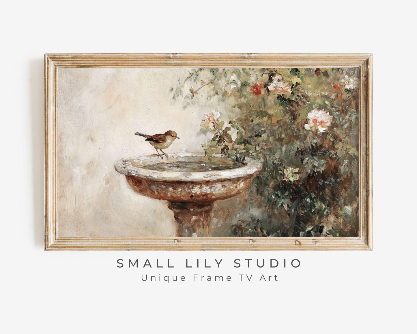 Bird at Birdbath Frame TV Art