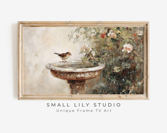 Bird at Birdbath Frame TV Art