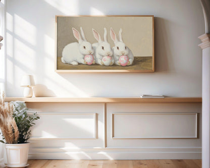 Bunnies with Pink Easter Eggs Frame TV Art