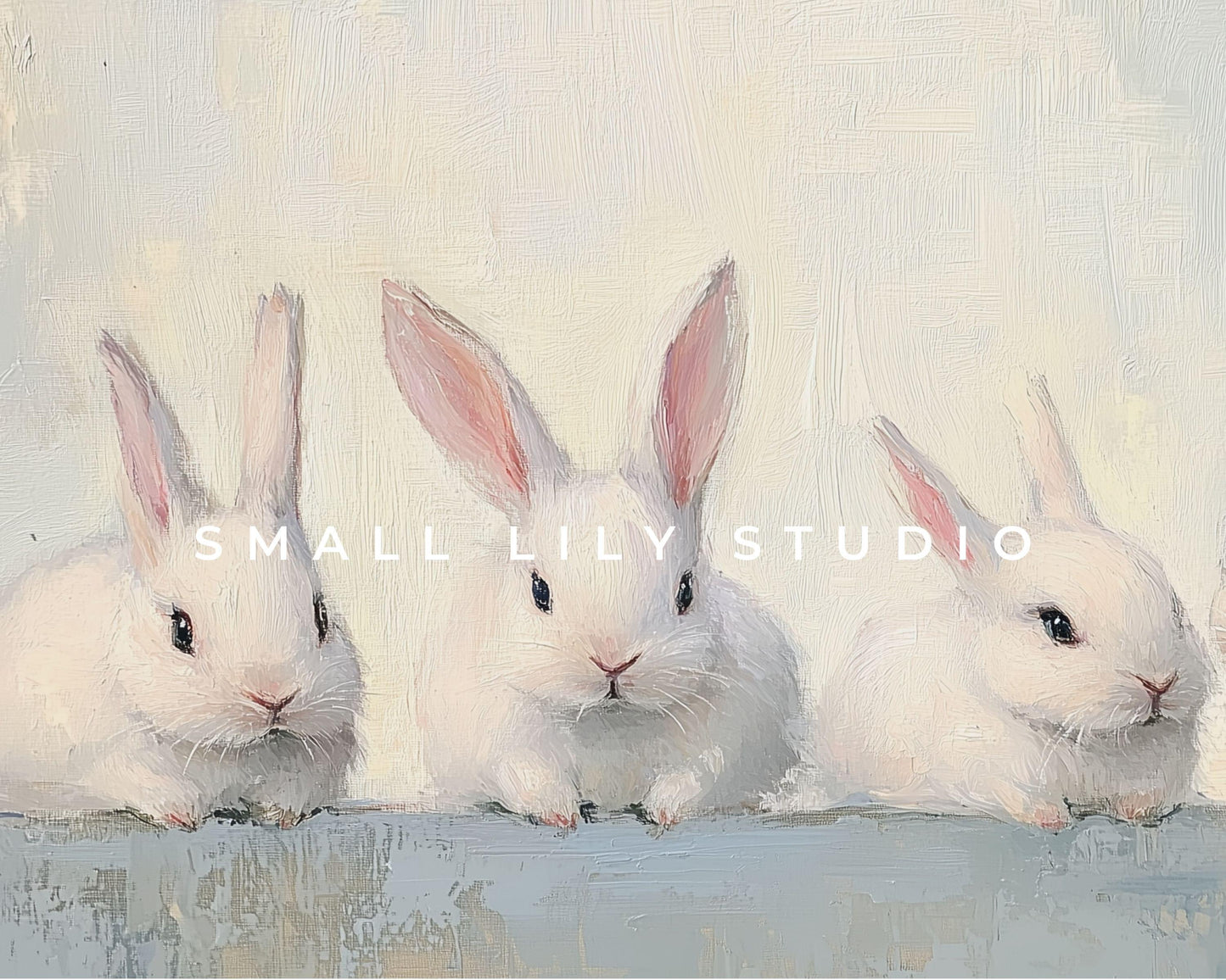 FRAME TV art Four Cute White Bunnies, Cute Spring TV art vintage style rabbits painting, Samsung Frame tv art screensaver for kids | TV681