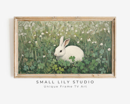 White Rabbit in Clovers Frame TV Art