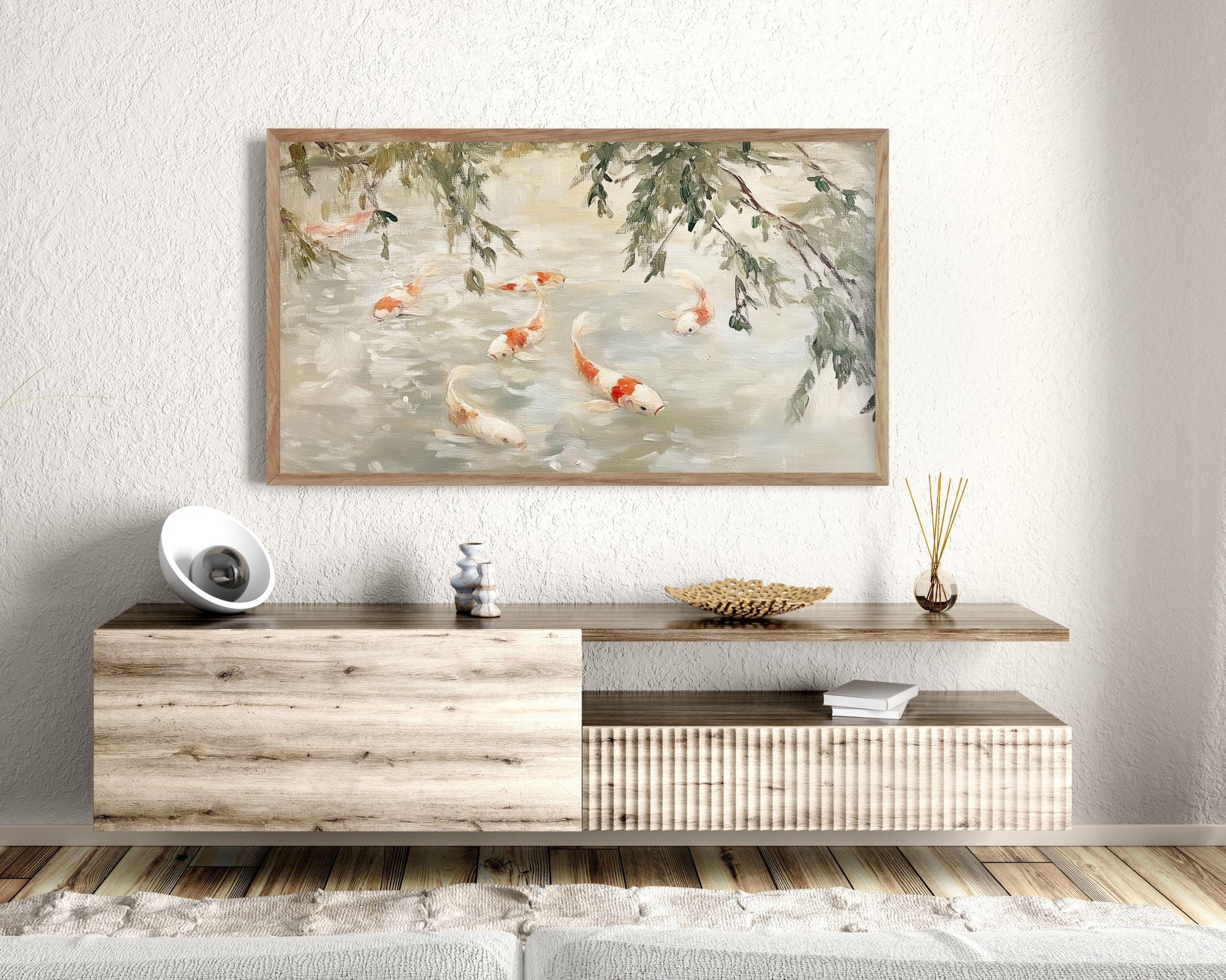 Koi Fish in Pond Frame TV Art