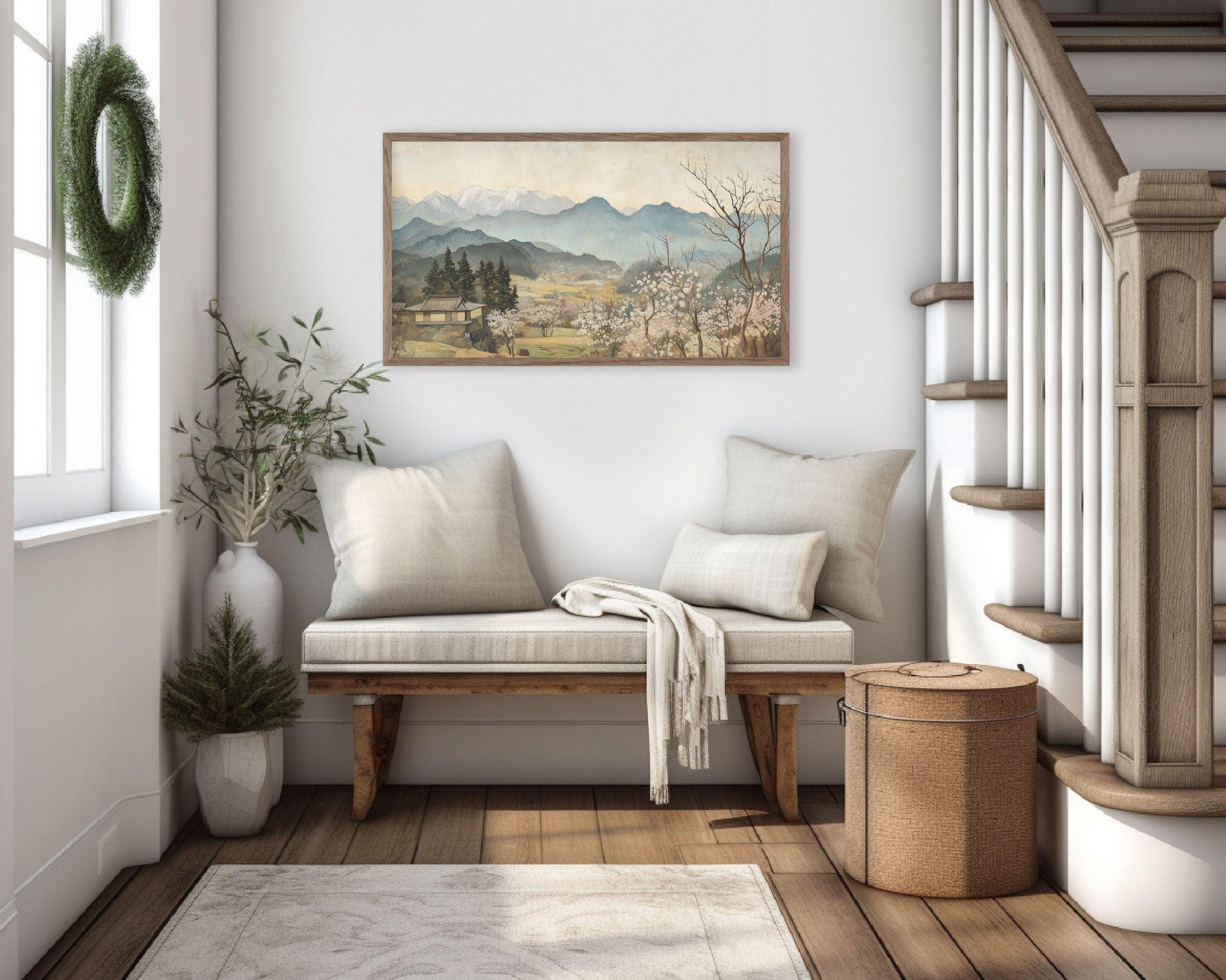 Traditional Japanese Spring Landscape Frame TV Art
