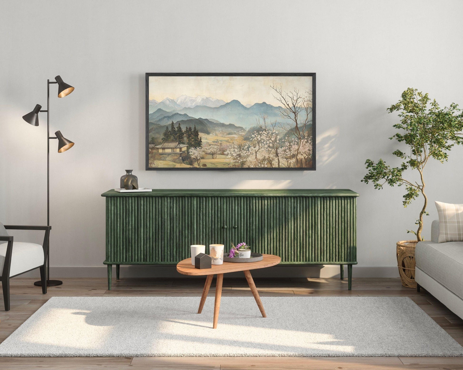 Traditional Japanese Spring Landscape Frame TV Art