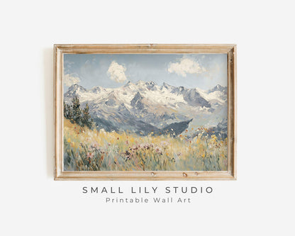 Swiss Alps and Wildflowers Printable Wall Art