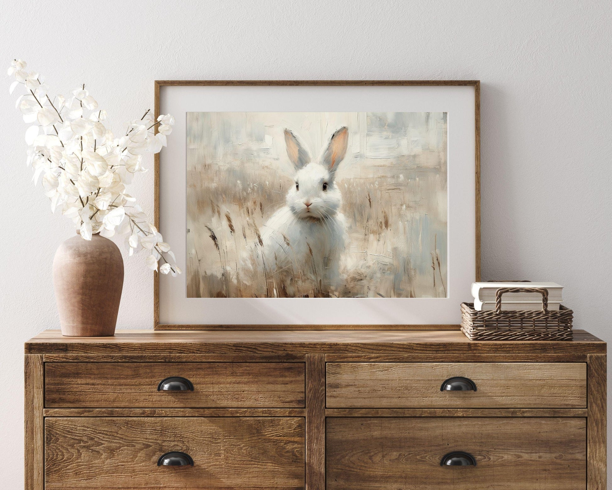 Rustic White Rabbit Printable Wall Art