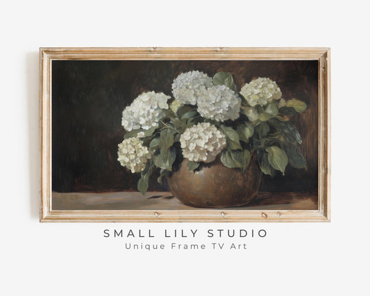 Moody Hydrangeas Painting Frame TV Art