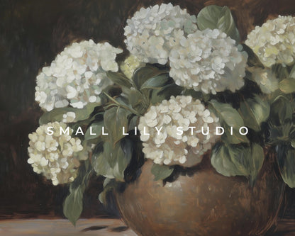 Moody Hydrangeas Painting Frame TV Art