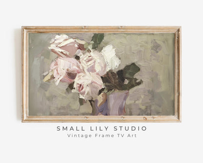 Soft Pink Spring Roses Frame TV Art
